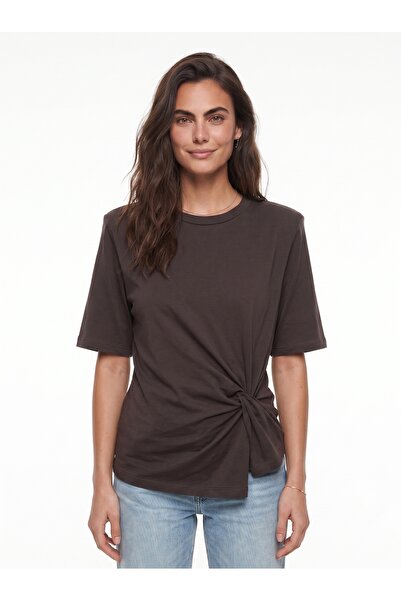 ONLOOX Cocoa Soft Fabric Short Sleeve Comfortable Fit Padded Shoulder Side Kn...