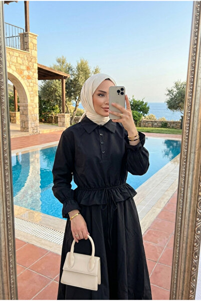 Kirazca Butik Women's Waist Drawstring Detailed Shirt Skirt Hijab Set (Unlined)