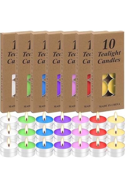 The Bros 70Pcs Aluminum Tea Lights Candles Long Burning Tea Light Candles Uns...