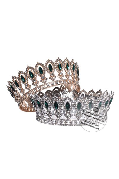 Decoratiuni Dulci Coronita eleganta aurie cu pietre verzi smarald