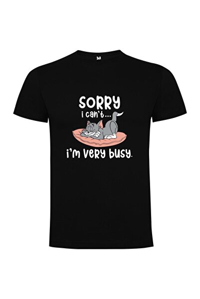 iLovePrints Pillow-Sorry, Busy-Kitty Life Tshirt
