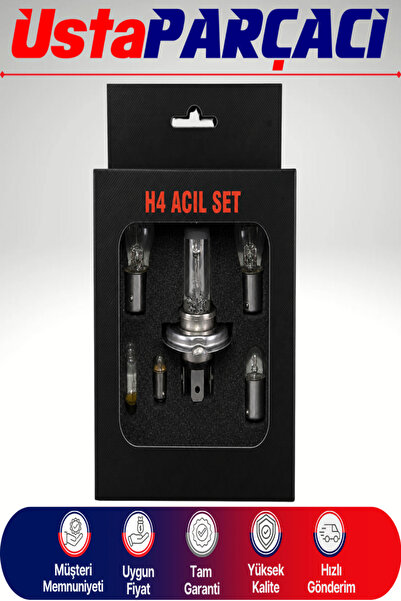 Ustaparçacı H4 Acil Yol Seti 12V Araç Ampul ve Sigorta Seti Far Stop Park Sof...