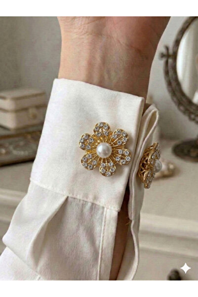 wishyou İNCİ TAŞLI GOLD DÜĞÜME BROŞU
