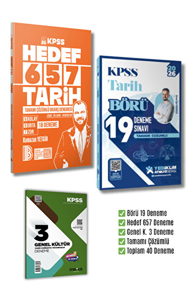 Yediiklim Yayınları KPSS Tarih Mega Deneme Seti | Börü 19 + Hedef 657 | 37 Ta...