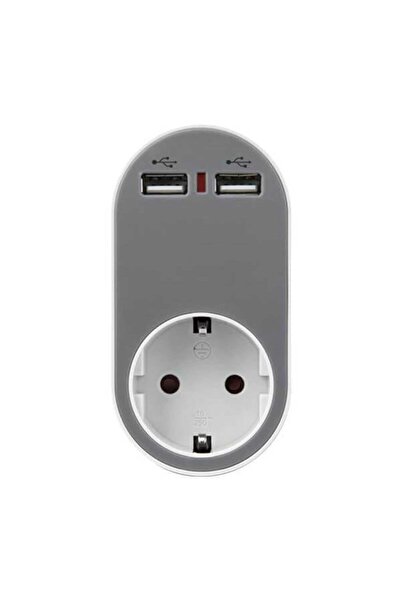 EUROLAMP Αντάπτορας, 1 Θέσης Σούκο και 2 θέσεων USB, Γκρι - Λευκός