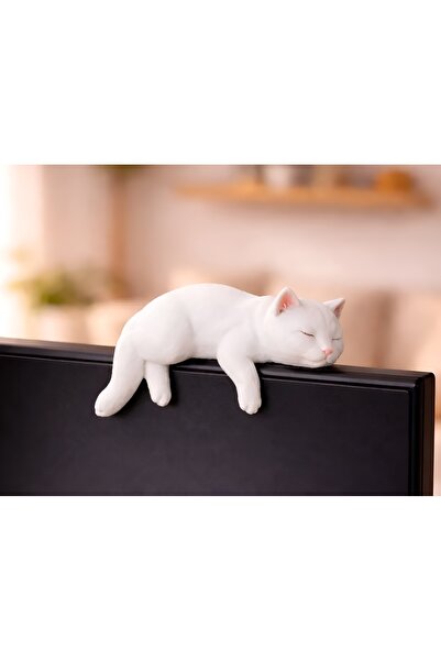 SZD Design Monitör ve Ekran Üstü Dekoratif Sevimli Uykucu Kedi Figürü