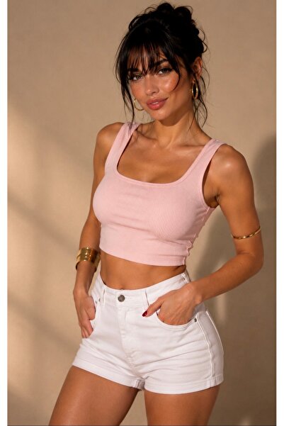 Be Best Women's Powder Front Back U-Neck Camisole Crop Blouse Be422