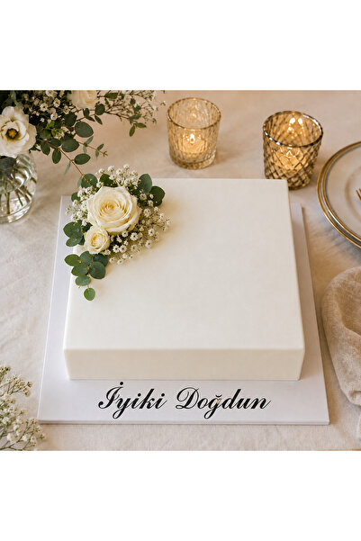 hangök home 30x30 cm İyiki Doğdun Yazılı Ahşap Pasta Altlığı | Lazer Kesim ve...