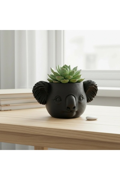 OEM Mini Ghiveci Decorativ Koala pentru Suculente și Plante Mici - Negru comp...
