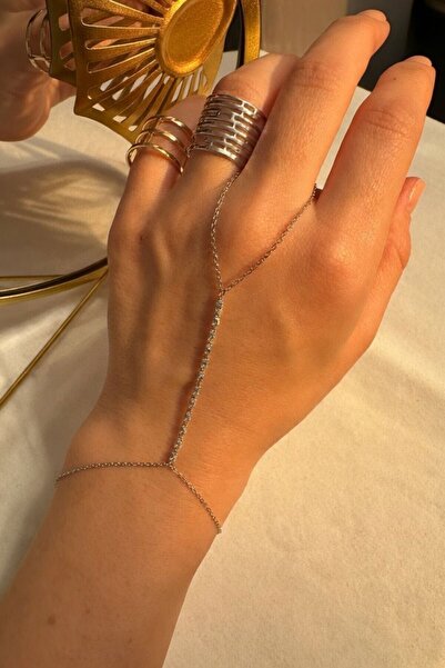 RMY MODA Women's Silver Hand Accessory Şahmeran Chain