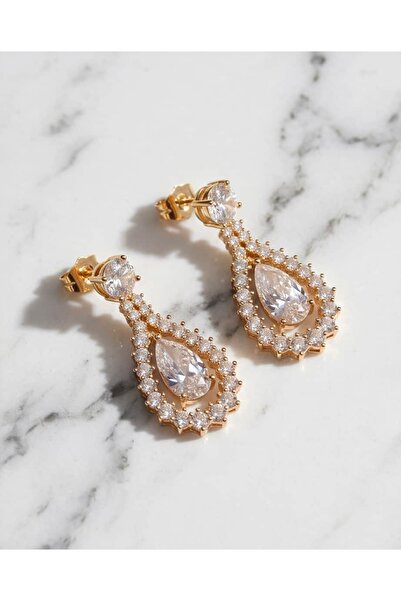 Portakal Esintisi Ardovia Drop Zircon Stone Dangle Steel Xuping Earrings