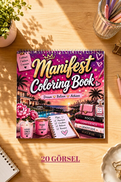 birikiyedi Manifest Coloring Book/Rahatlatıcı Motivasyon Boyama Kitabı/21 X21...