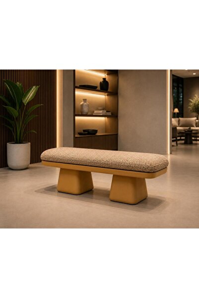 larissa design ahşap puf bench (gold renk)
