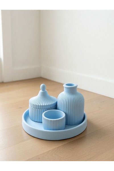 Ümmü decor yeşil vazo mumluk dekorotif set kokulu mum ve şekerlik yada takı k...