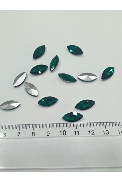 CRYSTALSHOP Gluing Stone - {Curved Back} Green Shuttlecock 7X15Mm (100 Ad)