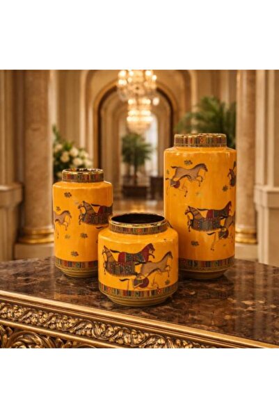Generic Luxury ceramic decorative vase set with classic horse pattern