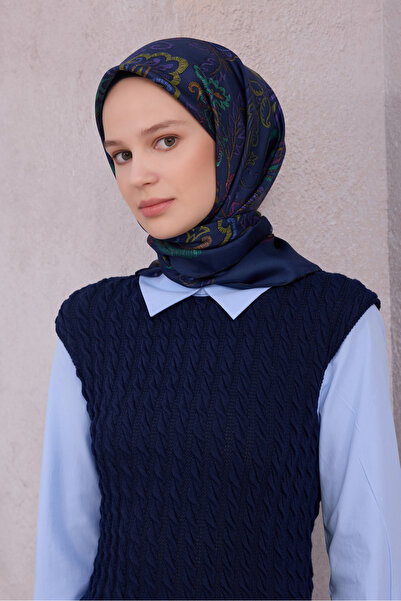 Belli Twill Silk Scarf Navy Blue