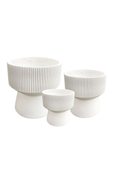 MONDEX Jardiniere decorative din fibră de lut HEVRA Set de 3 44x44x48/38x38x4...
