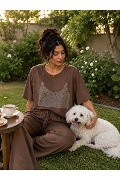 1way Women's Comfortable Loose-Fit Short-Sleeved T-Shirt and Elastic Waist Pa...