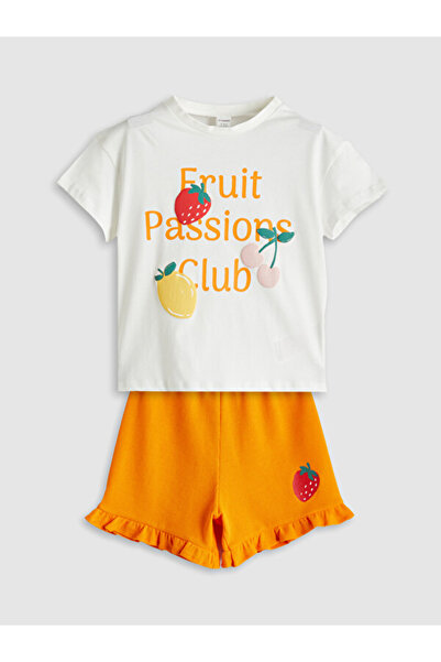 LC Waikiki I Combed Cotton Printed Girls' T-Shirt and Shorts 2-Piece Set from...