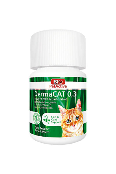 Bio PetActive DermaCat 0.3 Comprimate pentru piele și blană pisici, 75 de com...