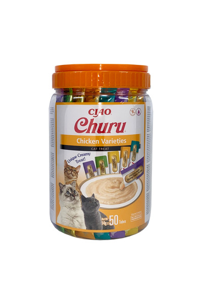 Inaba Churu Gustări cremoase cu pui pentru pisici, 4 x 14 g