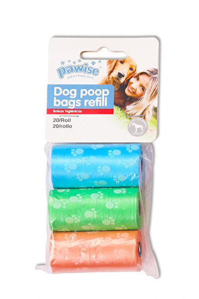 Pawise Pungi pentru deșeuri canine, 3 role x 20 pungi