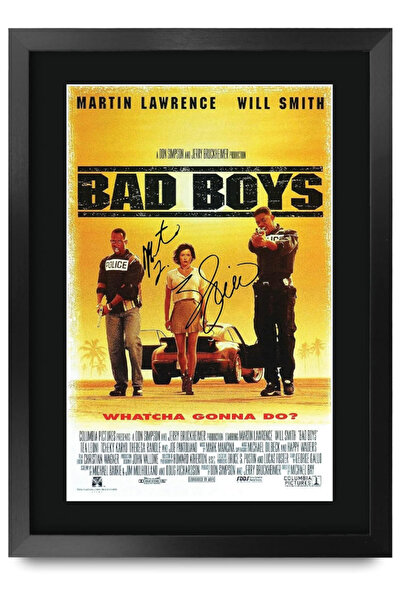 HWC Trading ملصق فيلم A3 FR Bad Boys موقّع من قبل ويل سميث ومارتن لورانس، هدي...