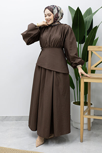 Tesettür Dünyası Sahra Mobile Belted Dress Tsd260237 Brown