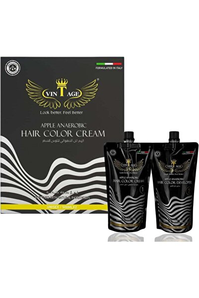 Vintage Natural Black Hair Coloring Cream Enriched with Natural Ingredients W...