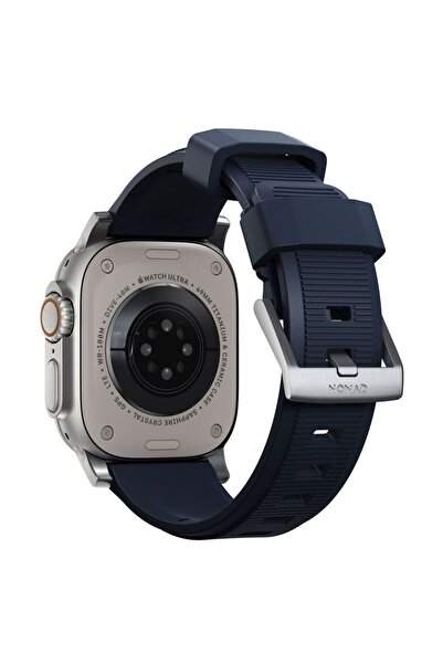 Nomad Curea robustă pentru Apple Watch din FKM și oțel inoxidabil, Albastru A...