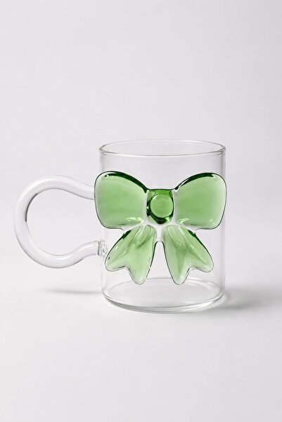 Bereketli Store Clasy Bowknot Borosilicate Glass Mug – Heat Resistant Transpa...