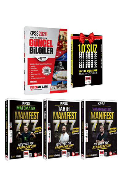 Yargı Yayınları KPSS 2026 Yediiklim Güncel Bilgiler+ Manifest 777 Matematik-T...