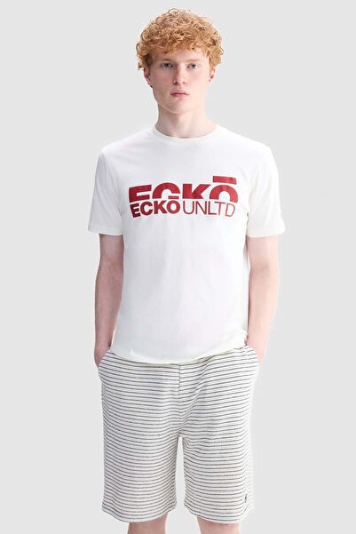 ecko unltd. JORDAN Standart Fit Bisiklet Yaka Baskılı %100 Pamuk Erkek Beyaz ...