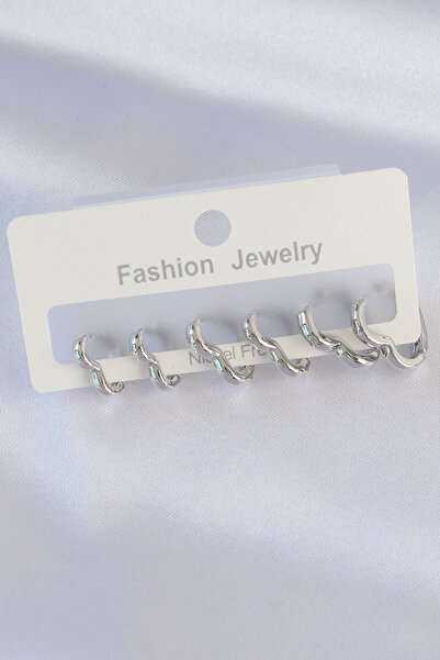 OGHAMAY Brass Silver Color Heart Model Earring Set