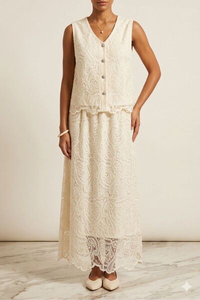 Suziş Lace Look Vest and Skirt Set 39402