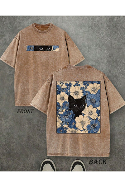 Toum Flower Cat Y2K Unisex Washable Vintage T-Shirt