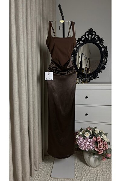 MYGROUP Elegant Maxi Evening Dress with Corset Waist and High-End Satin Detai...