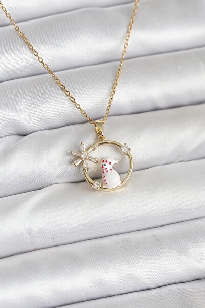 OGHAMAY 316L Steel Chain Gold Zircon Stone Christmas Themed Women's Necklace