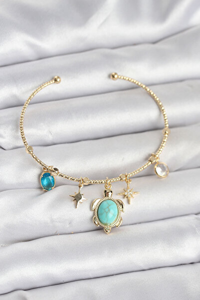 OGHAMAY Caretta Caretta Charmlı Gold Color Women's Bracelet