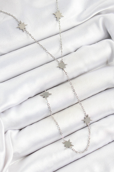 OGHAMAY 316L Steel Pole Star Figured Y Model Silver Color Women's Necklace