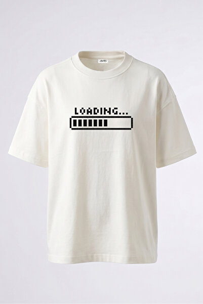 Anetos Tricou supradimensionat din bumbac alb, cu imprimeu pe spate, cu desig...