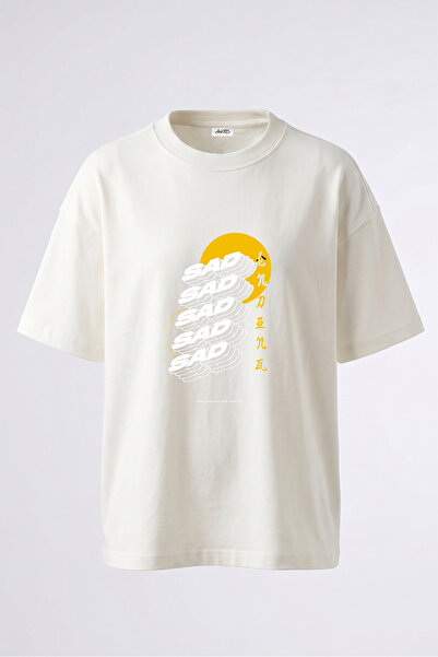 Anetos Tricou supradimensionat alb din bumbac, cu imprimeu pe spate, cu desig...