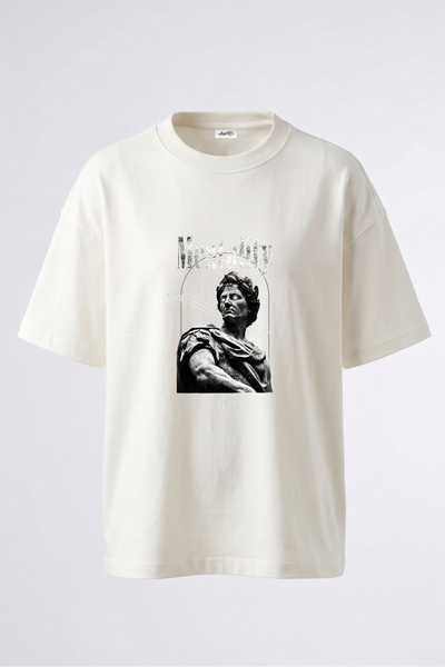 Anetos Μπλουζάκι Julius Caesar Design Back Printed Βαμβακερό λευκό oversize μ...