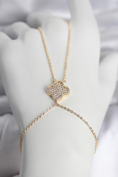 OGHAMAY Brass Gold Color Clover Model Women's Şahmeran