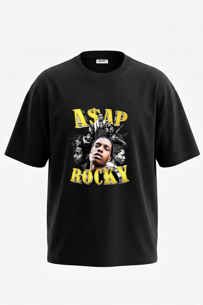 Anetos ASAP Rocky dizajn, pamučna crna oversize majica sa štampanim leđima