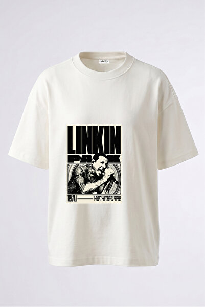 Anetos Linkin Park dizajn rukotvorina Štampano Pamuk bela Oversize kroj T-shirt
