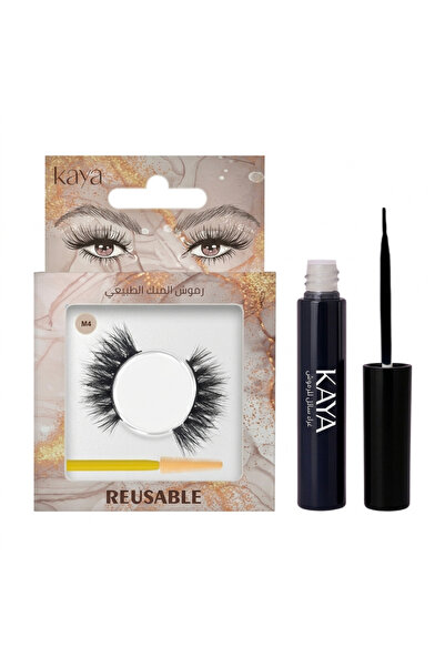 Kaya Black Fast Dry Eyelash Glue Set with Natural Mink 3D Volume Lashes Style 4