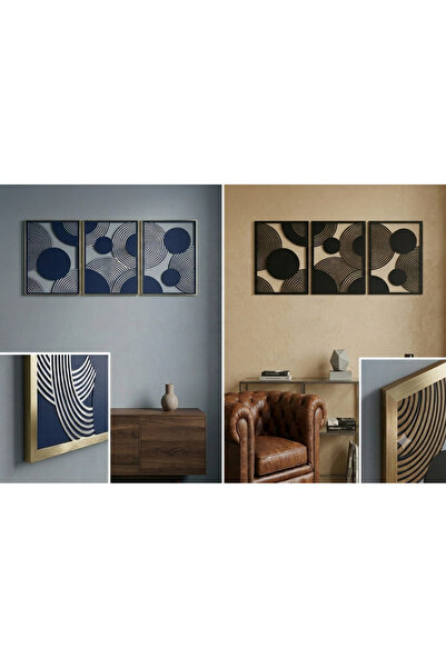 AHWALL Set de pictură pe lemn, geometric, modern, din 3 piese