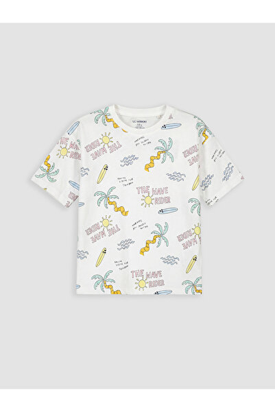 LC Waikiki New Season Lcw Kids White Printed Boys' T-Shirt Set